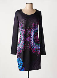 Rochie midi imprimeu fantezie mâneci lungi negru 101 IDEES femeie
