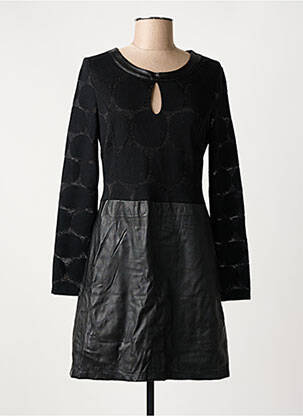 Rochie scurtă închidere cu fermoar la spate mâneci lungi negru 101 IDEES femeie