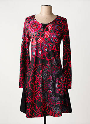 Rochie midi imprimeu fantezie mâneci lungi negru 101 IDEES femeie