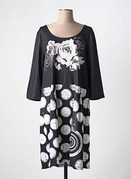 Rochie midi imprimeu floral mâneci 3/4 negru 101 IDEES femeie