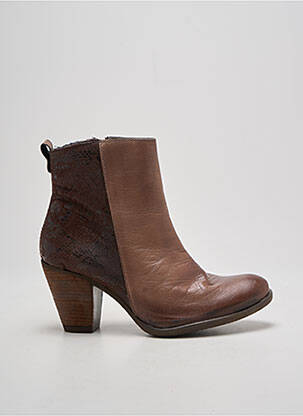 Botine/ghete material neted toc de 7 la 9 cm maro BERTUCHI femeie