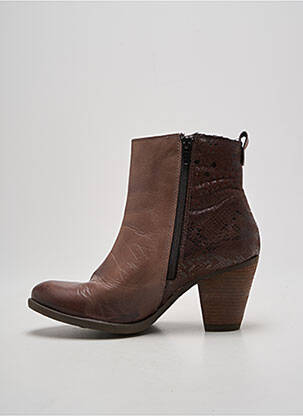 Botine/ghete material neted toc de 7 la 9 cm maro BERTUCHI femeie