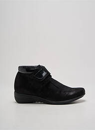 Botine/ghete țesătură satinată toc plat până la 3 cm negru GEO-REINO femme