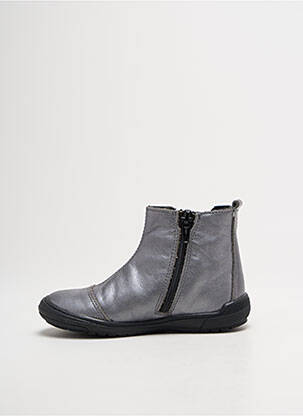 Botine/ghete țesătură satinată vârf rotund argintiu BOPY fată