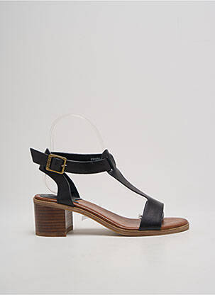 Sandale/pantofi decupați material neted toc de 4 la 6 cm negru KICKERS femme