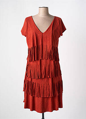 Rochie midi mâneci scurte mâneci scurte portocalie MARY COOL femeie