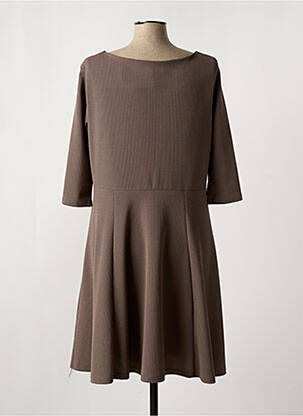 Rochie midi mâneci 3/4 mâneci 3/4 maro LYANNE femeie