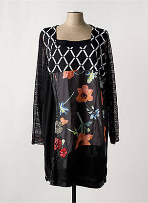 Rochie midi imprimeu floral mâneci lungi negru VIRGINIE & MOI femeie