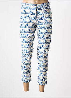 Pantalon 7/8 talie cu cleme mărime normală albastru HIPPOCAMPE femeie