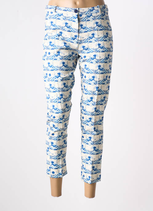 Pantalon 7/8 talie cu cleme mărime normală albastru HIPPOCAMPE femme