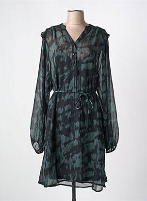 Rochie midi imprimeu fantezie mâneci lungi verde ICHI femeie