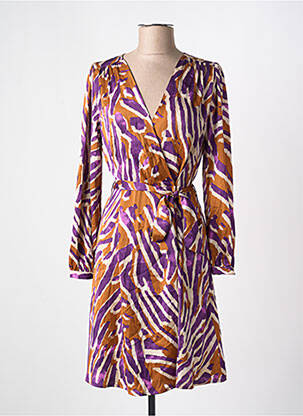 Rochie midi imprimeu fantezie mâneci lungi violet LA PETITE ETOILE femeie