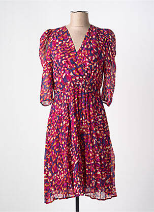 Rochie midi mâneci 3/4 mâneci 3/4 roz LA PETITE ETOILE femeie
