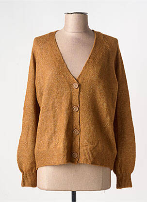 Vestă cu mâneci lungi strânsă pe partea de jos maro ICHI femme