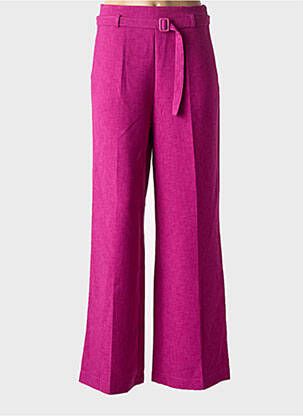 Pantalon evazat talie cu cleme talie înaltă violet STUDIO PARISIEN femeie