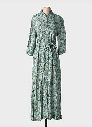 Rochie lungă imprimeu fantezie mâneci 3/4 verde GRACE & MILA femme