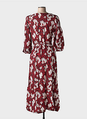 Rochie lungă imprimeu floral mâneci 3/4 roșu GRACE & MILA femeie