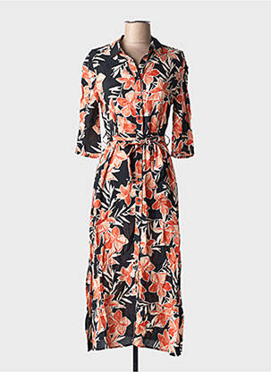 Rochie lungă imprimeu floral mâneci 3/4 portocalie GRACE & MILA femeie