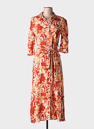 Rochie lungă imprimeu floral mâneci 3/4 maro GRACE & MILA femeie