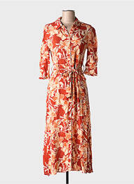 Rochie lungă imprimeu floral mâneci 3/4 maro GRACE & MILA femme