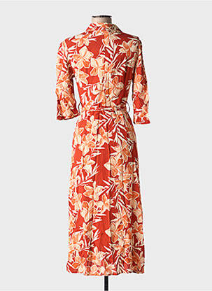 Rochie lungă imprimeu floral mâneci 3/4 maro GRACE & MILA femeie