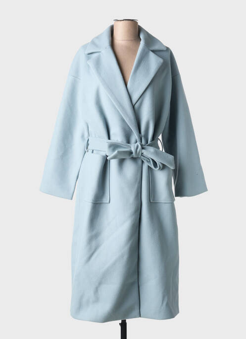 Palton lung croială cambrată fără glugă albastru ICHI femme