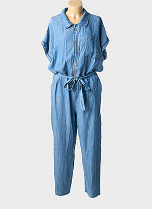 Salopetă-pantalon guler de bluză mâneci scurte albastru C'MELODIE femeie
