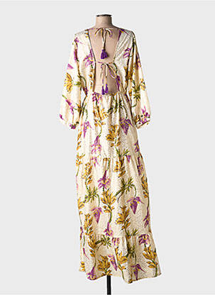 Rochie lungă mâneci lungi mâneci lungi bej PURPLE QUEEN femeie