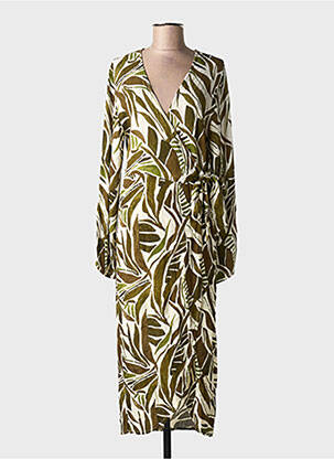 Rochie midi imprimeu fantezie mâneci lungi verde TIFFOSI femeie