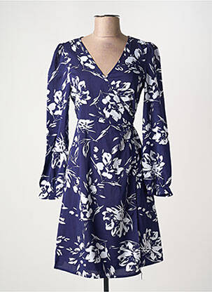 Rochie midi imprimeu floral mâneci lungi albastru LILIE ROSE femeie