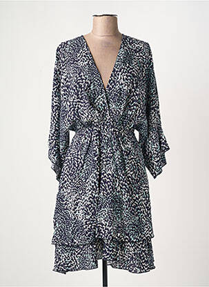 Rochie midi imprimeu fantezie mâneci lungi albastru MOLLY BRACKEN femme