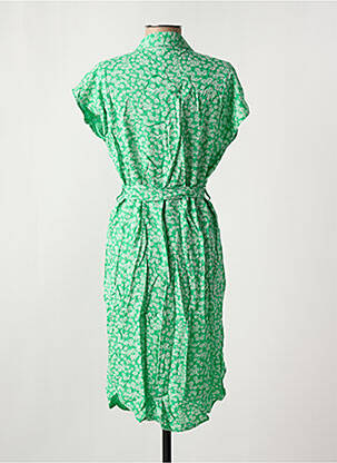 Rochie midi imprimeu floral mâneci scurte verde PIECES femeie
