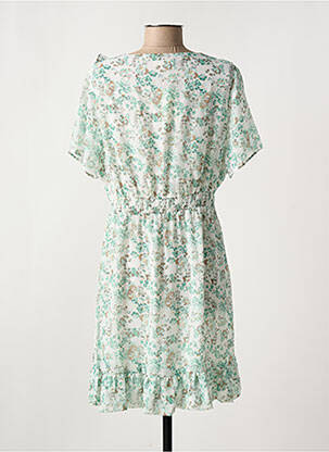 Rochie scurtă imprimeu floral mâneci scurte verde MOD.STYLE femeie