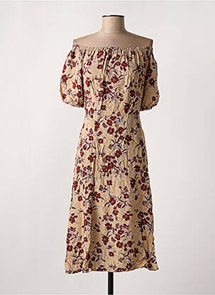 Rochie midi imprimeu floral mâneci scurte bej J.STARS femeie