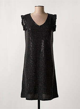 Rochie scurtă croială fluidă mâneci scurte negru MOD. STYLE femeie