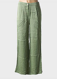 Pantalon larg închidere cu fermoar sub clapetă cu nasturi talie înaltă verde GOA femme