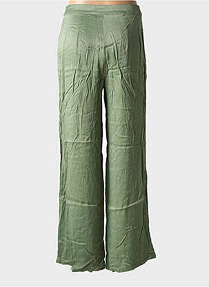 Pantalon larg închidere cu fermoar sub clapetă cu nasturi talie înaltă verde GOA femeie