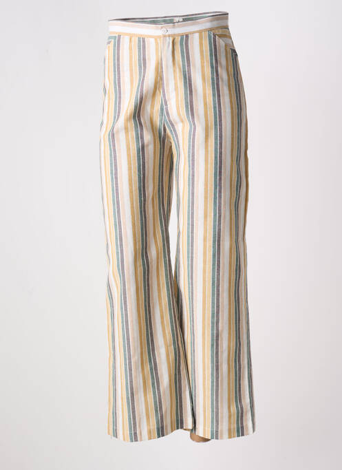 Pantalon larg închidere cu fermoar sub clapetă cu nasturi talie înaltă bej MOLLY BRACKEN femme