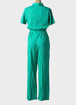 Salopetă-pantalon închidere cu nasturi pe față mâneci scurte verde PIECES femeie