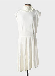 Rochie pulover elasticitate mâneci scurte alb SEMIOLOGY femeie