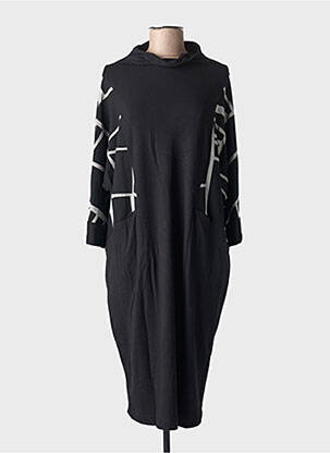 Rochie midi imprimeu fantezie mâneci lungi negru OZAI N KU femeie