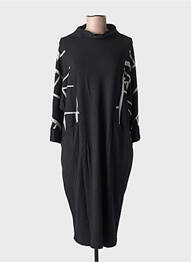 Rochie midi imprimeu fantezie mâneci lungi negru OZAI N KU femeie