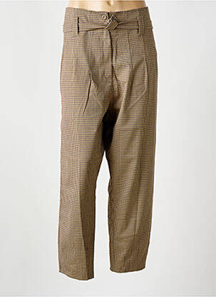 Pantalon chino închidere cu fermoar sub clapetă cu nasturi bej SEMIOLOGY femeie