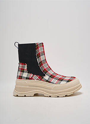 Botine/ghete vârf rotund toc de 4 la 6 cm roșu VADDIA femeie