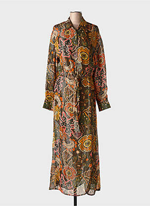 Rochie lungă mâneci lungi mâneci lungi maro SUNDRESS femeie