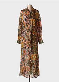 Rochie lungă mâneci lungi mâneci lungi maro SUNDRESS femme