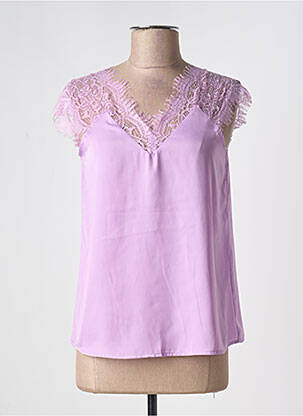 Top elasticitate mâneci scurte violet EXQUISS'S femeie
