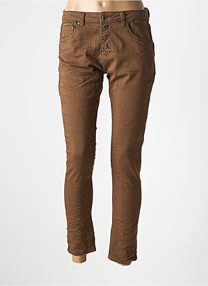 Blugi skinny elasticitate talie joasă maro PLACE DU JOUR femeie
