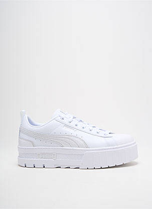 Adidași țesătură satinată toc de 4 la 6 cm alb PUMA femeie