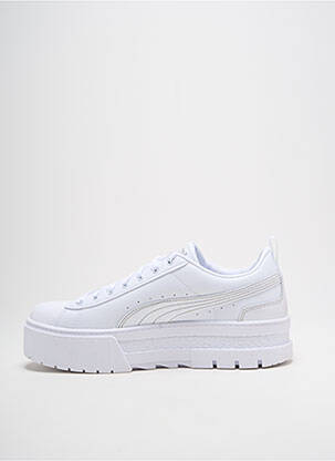 Adidași țesătură satinată toc de 4 la 6 cm alb PUMA femeie